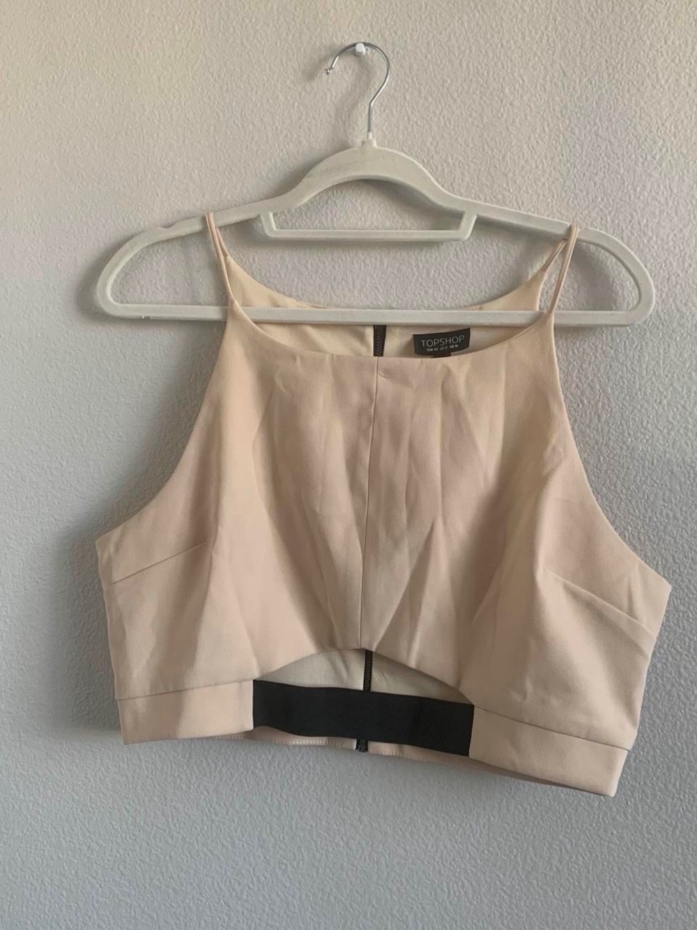 Topshop Cream Crop Halter Tank Top